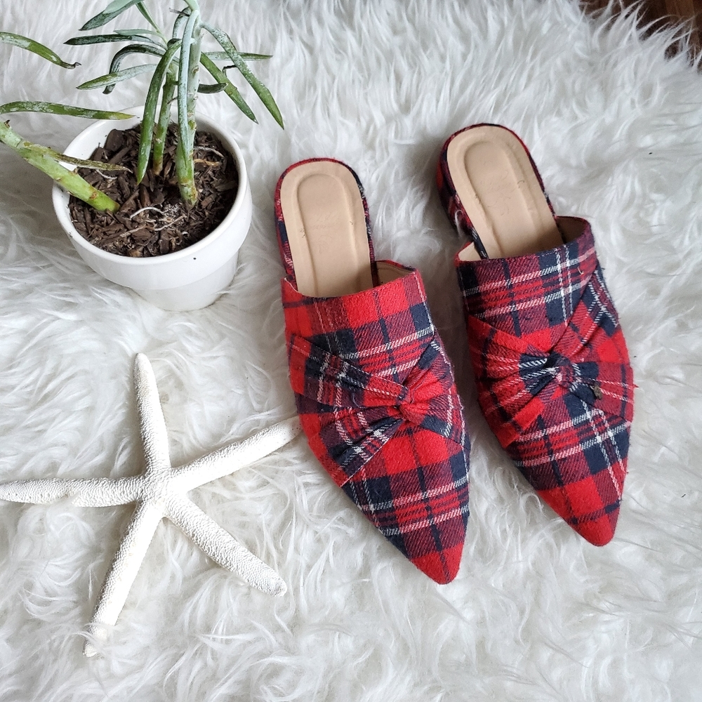 COPY - Pointed Toe Plaid Mules Size 7